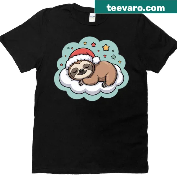 Illustration of a sloth on a cloud for Christmas