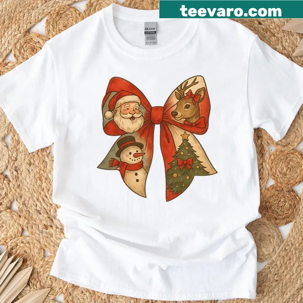Vintage Christmas Bow graphic t-shirt