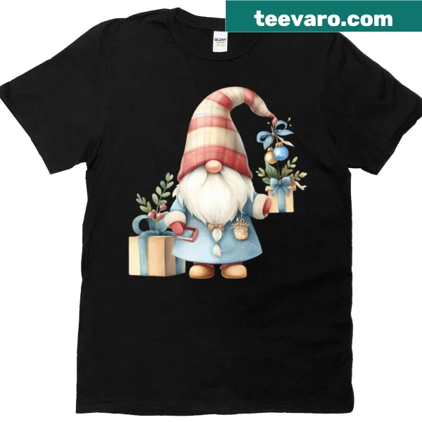 Cute Christmas gnome illustration on a festive t-shirt