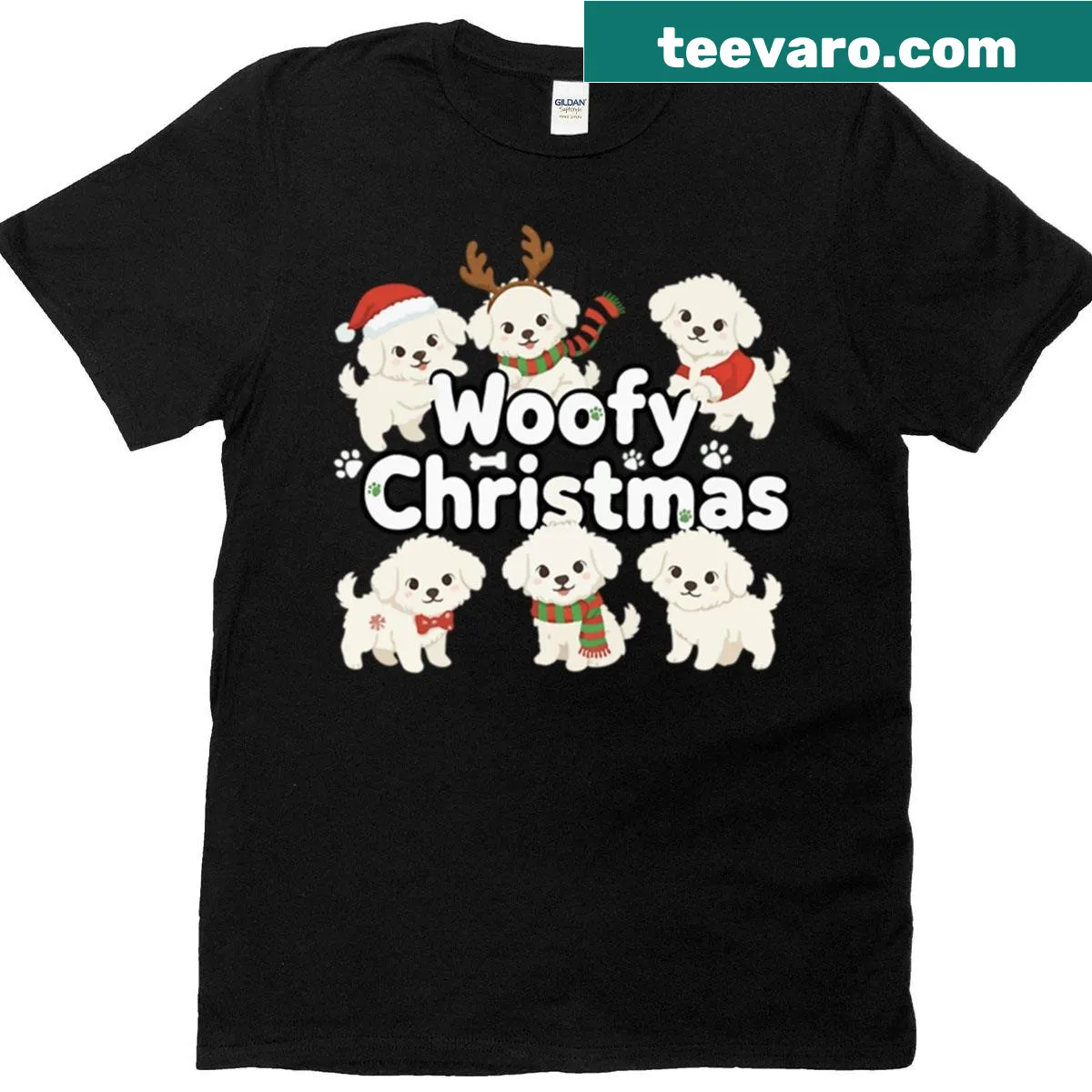 Cute Christmas Italian Volpino design T-shirt for dog lovers — on a men's t-shirt