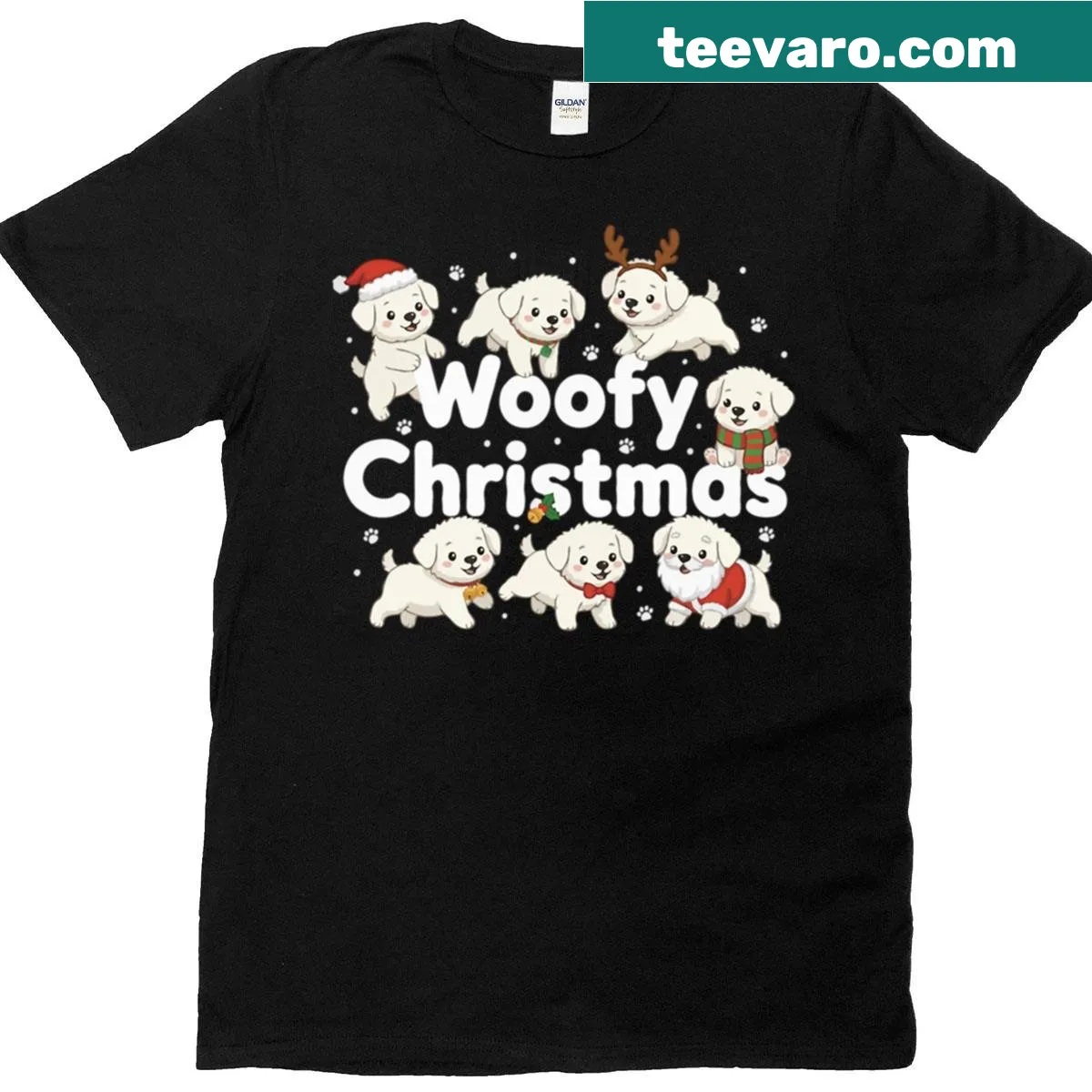 Cute Christmas design featuring a Kuvasz dog for dog lovers — on a men's t-shirt