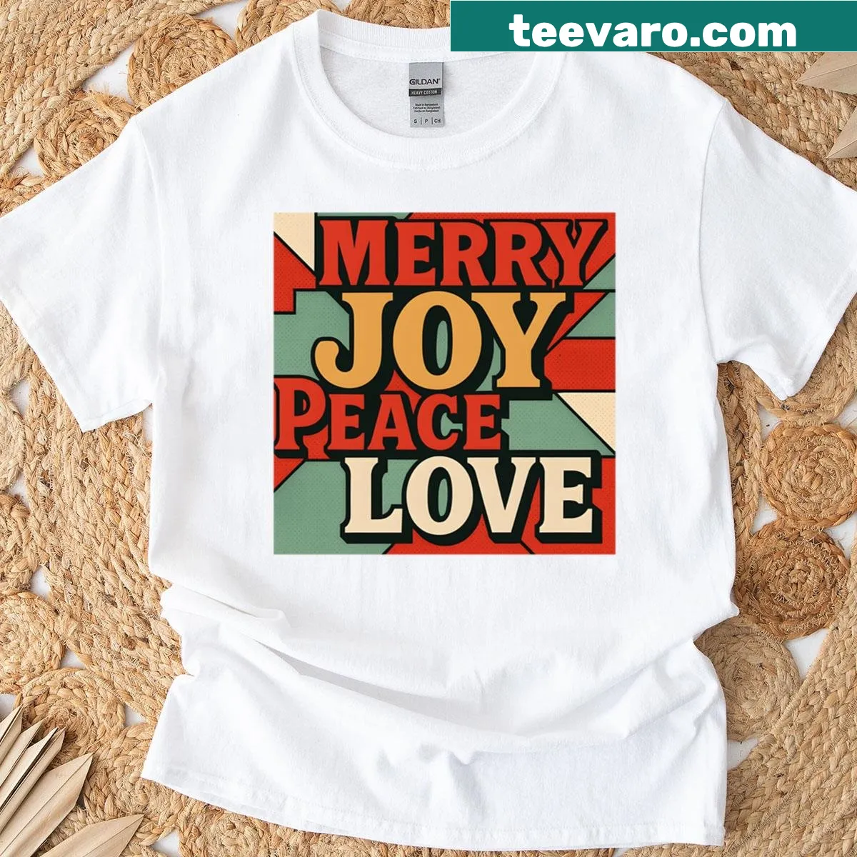 Festive T-shirt with joyful typography collage for Christmas — on a men's t-shirt