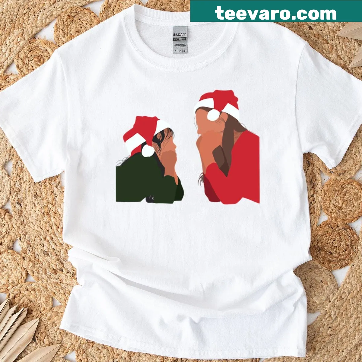 Oversized Christmas friendship themed t-shirt — on a men's t-shirt
