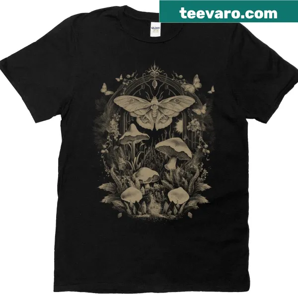 Cute moth graphic with floral elements on a women’s t-shirt