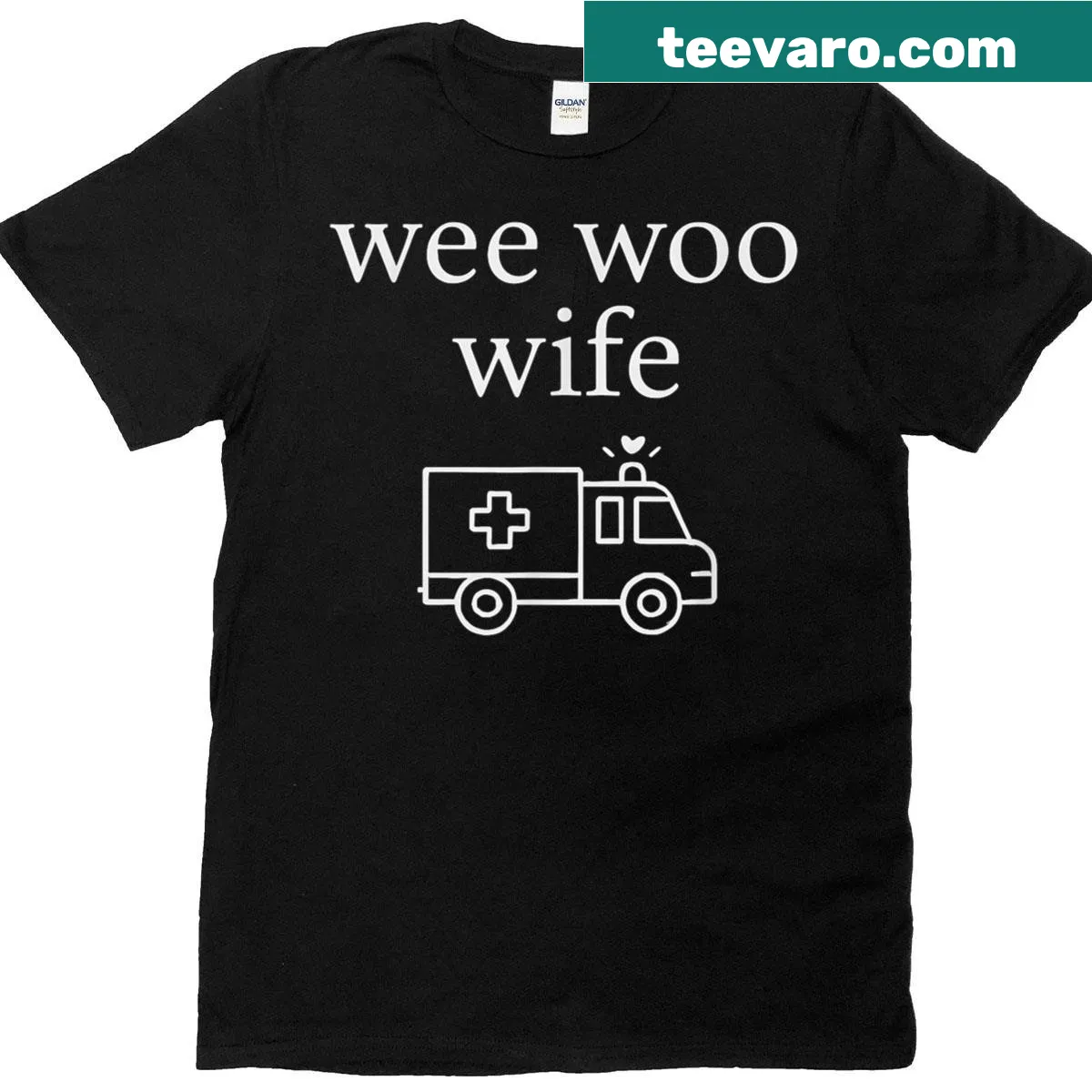 Minimalist t-shirt with 'Wee Woo' design representing paramedics — on a men's t-shirt