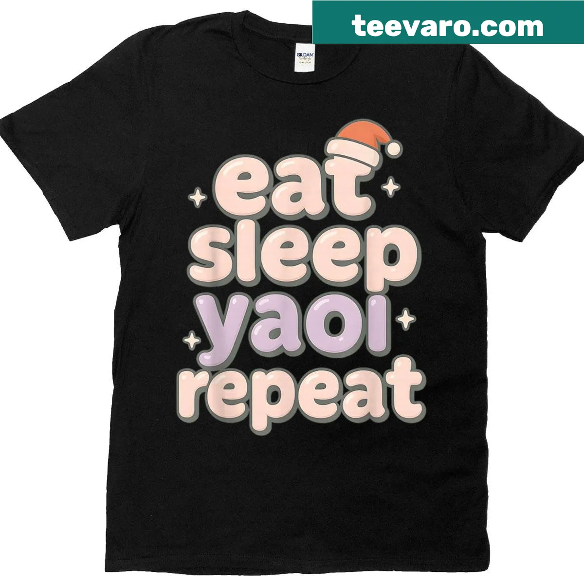 Anime-themed shirt with the text Eat Sleep Yaoi Yuri Repeat — on a men's t-shirt