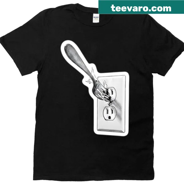 Graphic T-shirt featuring a minimalist design of an electrical outlet