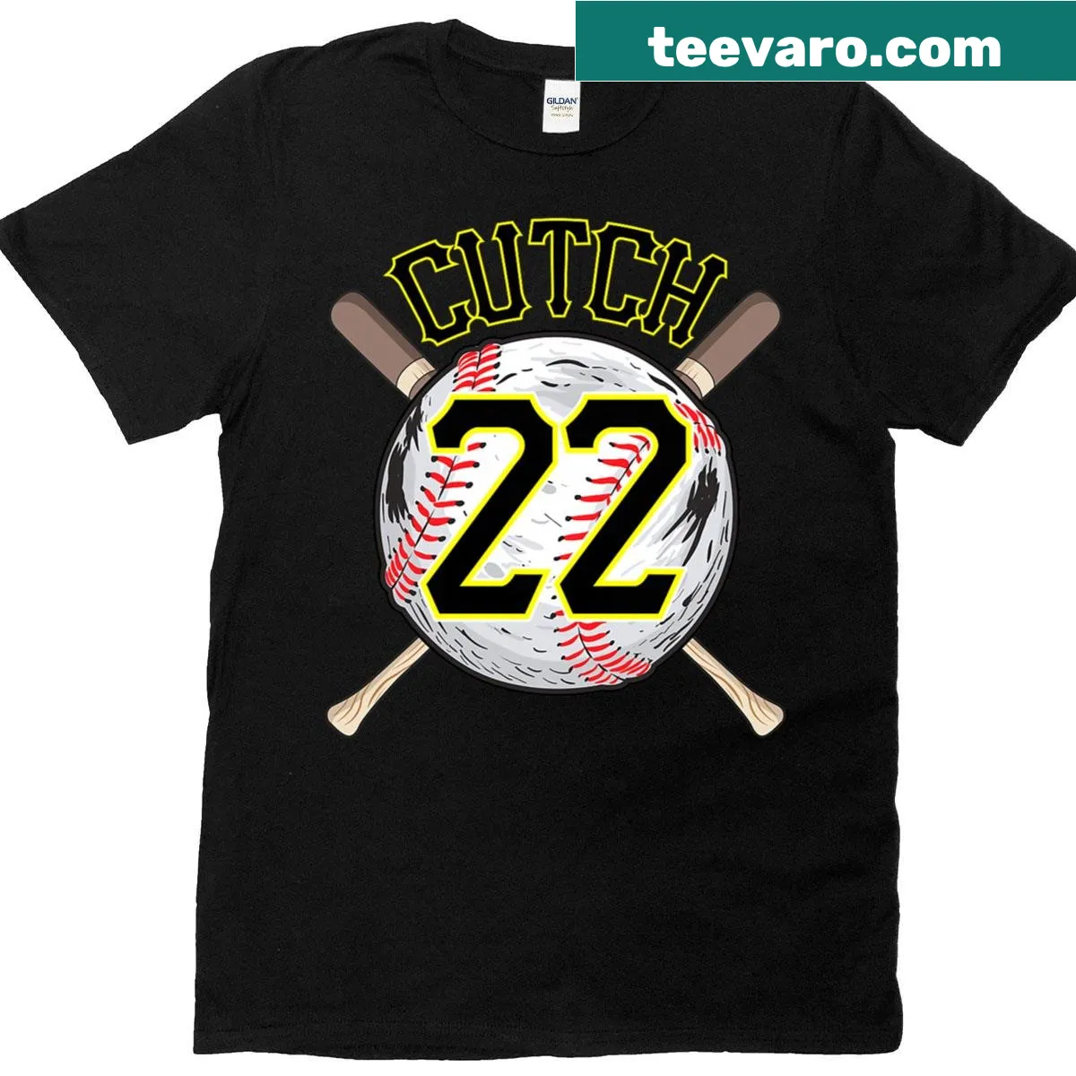 Illustrative baseball and bats graphic on a premium T-shirt — on a men's t-shirt