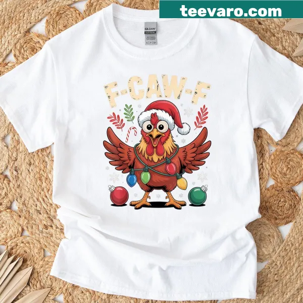 Humorous chicken graphic for Christmas on a T-shirt.