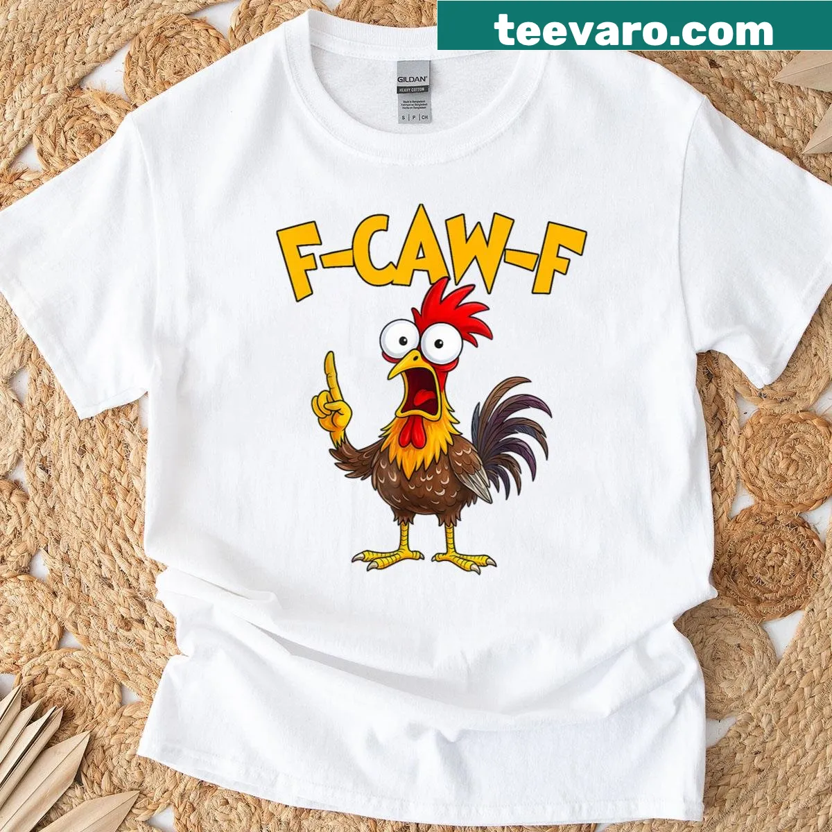 Funny rooster graphic with humorous chicken quote design for laughs. — on a men's t-shirt