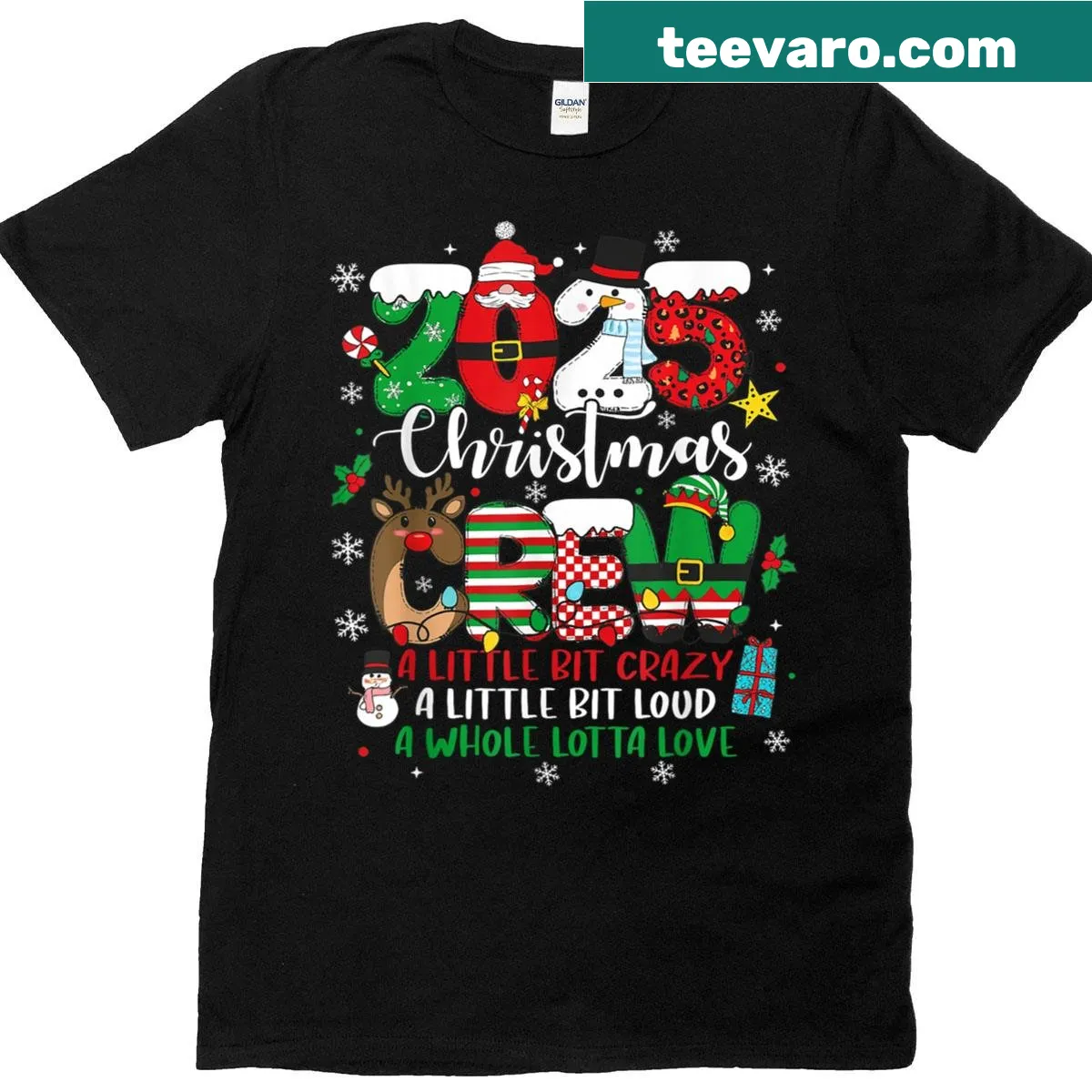 Family t-shirt with cheerful Santa design for Christmas 2025. — on a men's t-shirt