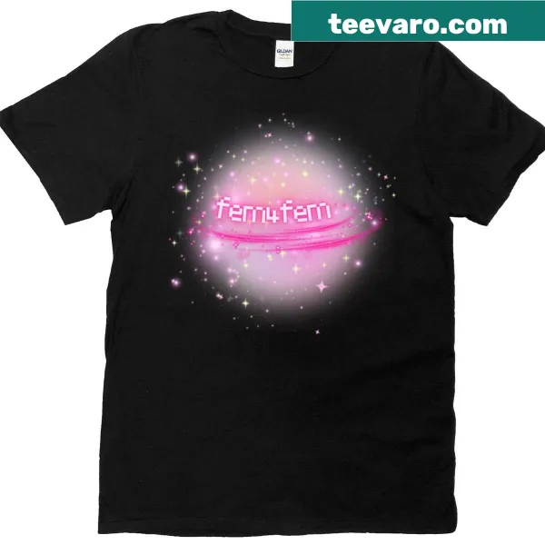 Playful Fem4fem graphic on a casual T-shirt