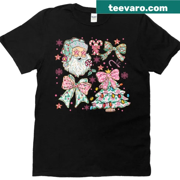 Floral Santa design on a Christmas T-shirt