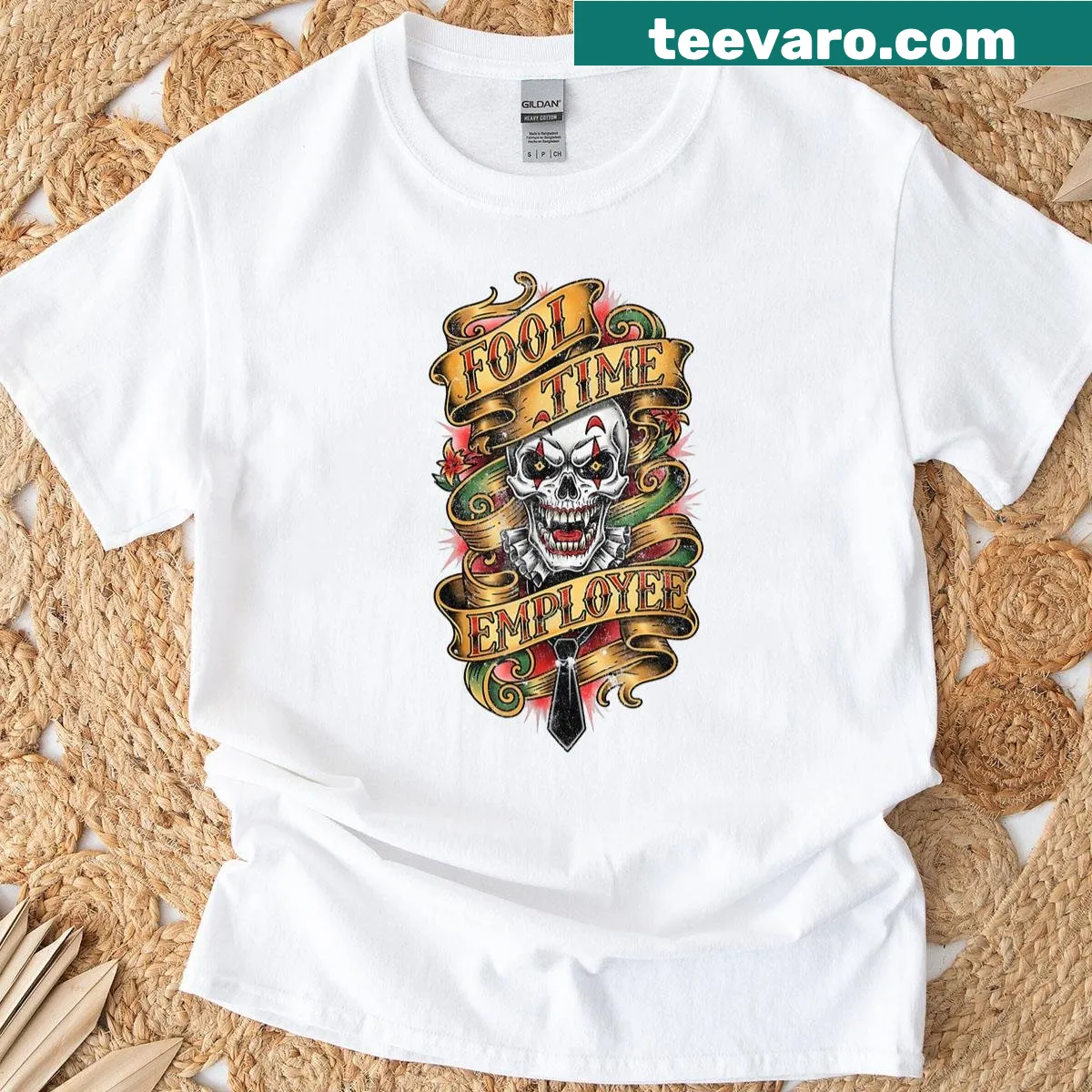 Funny office humor t-shirt for Fool Time Employees — on a men's t-shirt