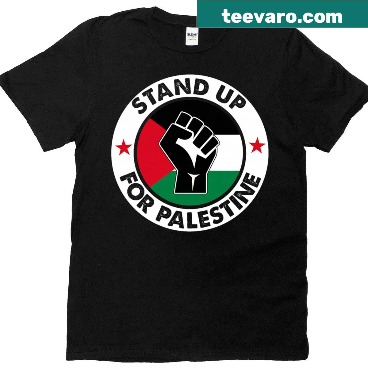 Bold graphic t-shirt with 'Free Palestine' text — on a men's t-shirt