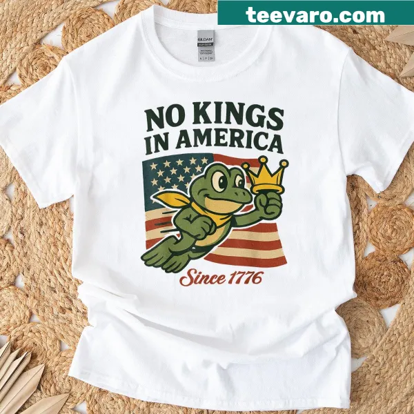 Retro Frog Mascot tee with patriotic design and text