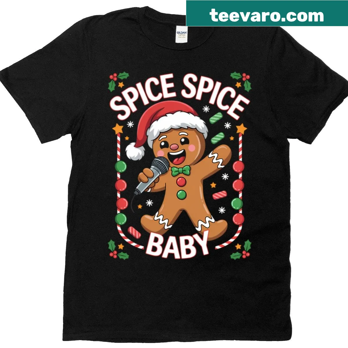 Cute gingerbread cookie graphic on a Christmas t-shirt — on a men's t-shirt