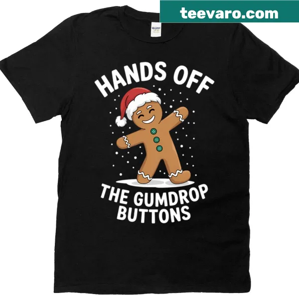 Funny gingerbread graphic with text on a Christmas T-shirt.