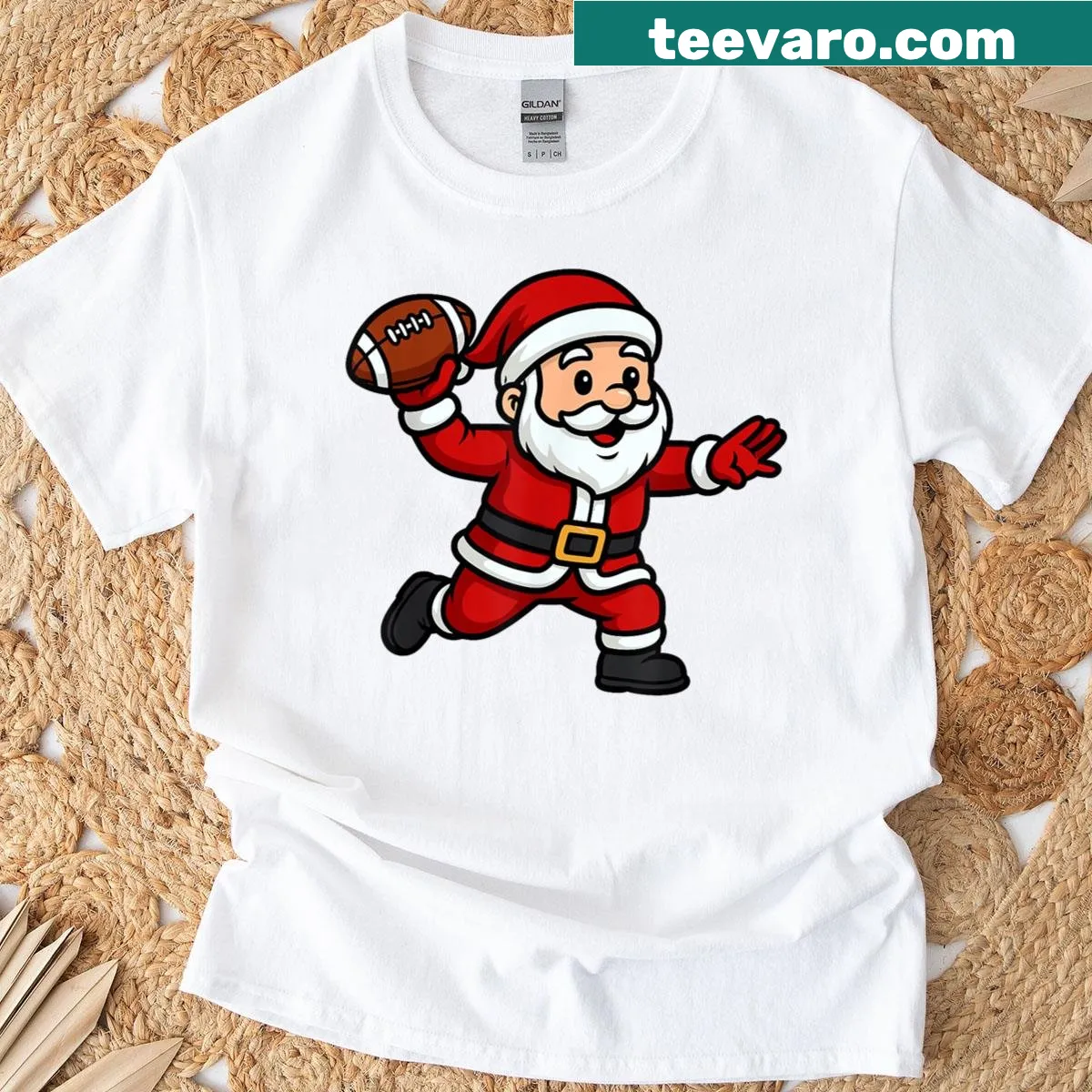 Kids shirt with Santa Claus playing football — on a men's t-shirt