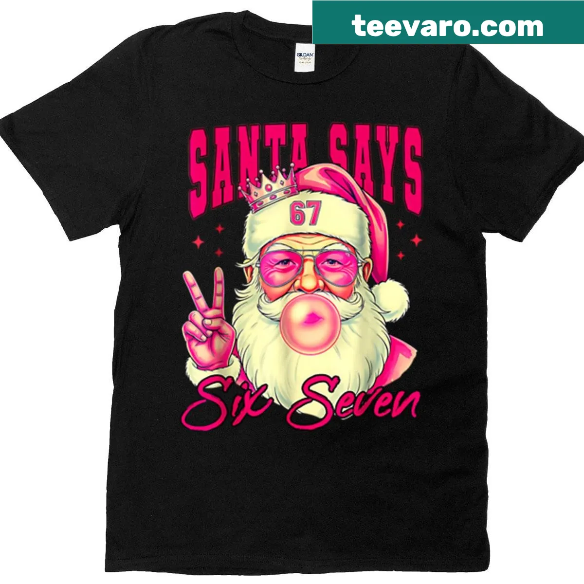 Funny Christmas meme text with Santa graphic on a t-shirt — on a men's t-shirt