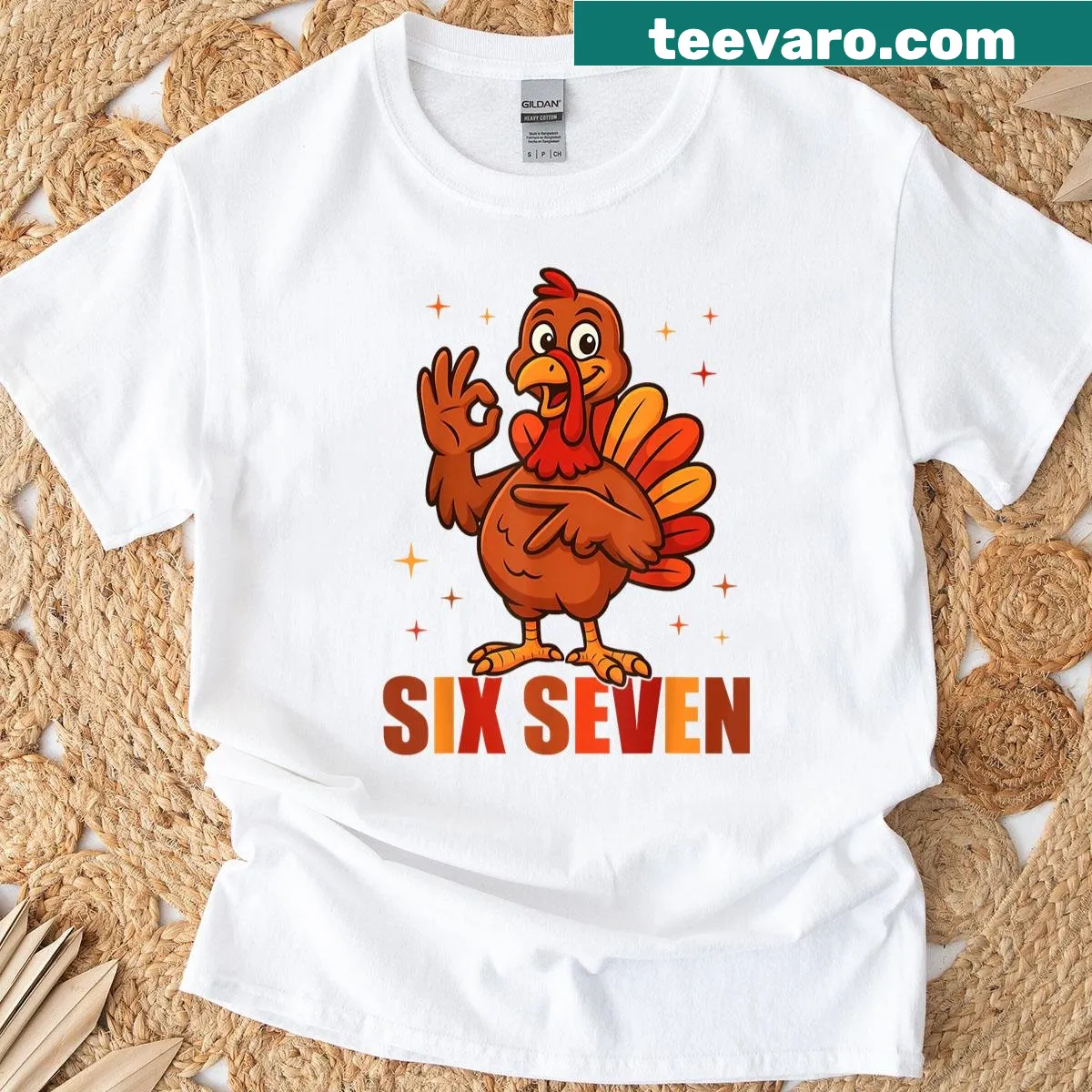 Humorous turkey hand gesture t-shirt for Thanksgiving. — on a men's t-shirt