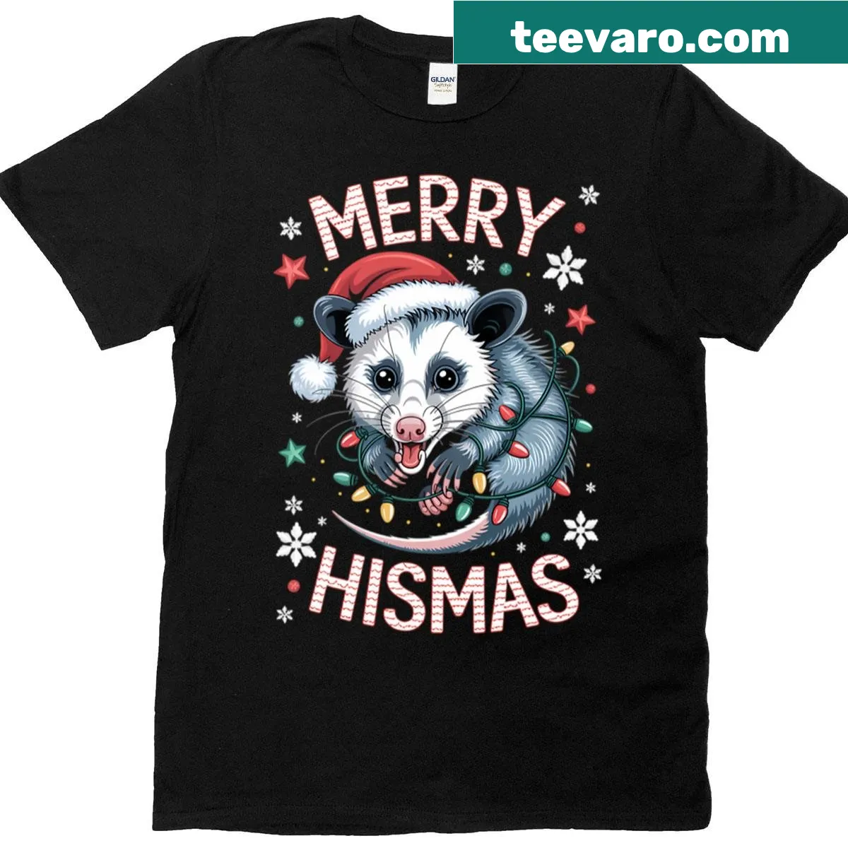 Funny opossum design for Christmas lovers — on a men's t-shirt