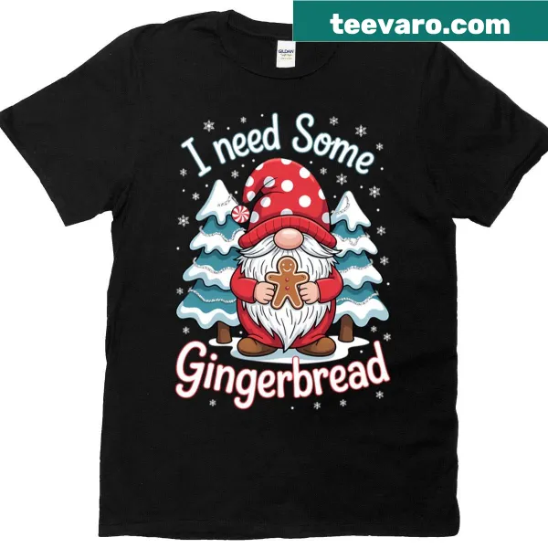 Cute gingerbread gnome illustration on Christmas t-shirt