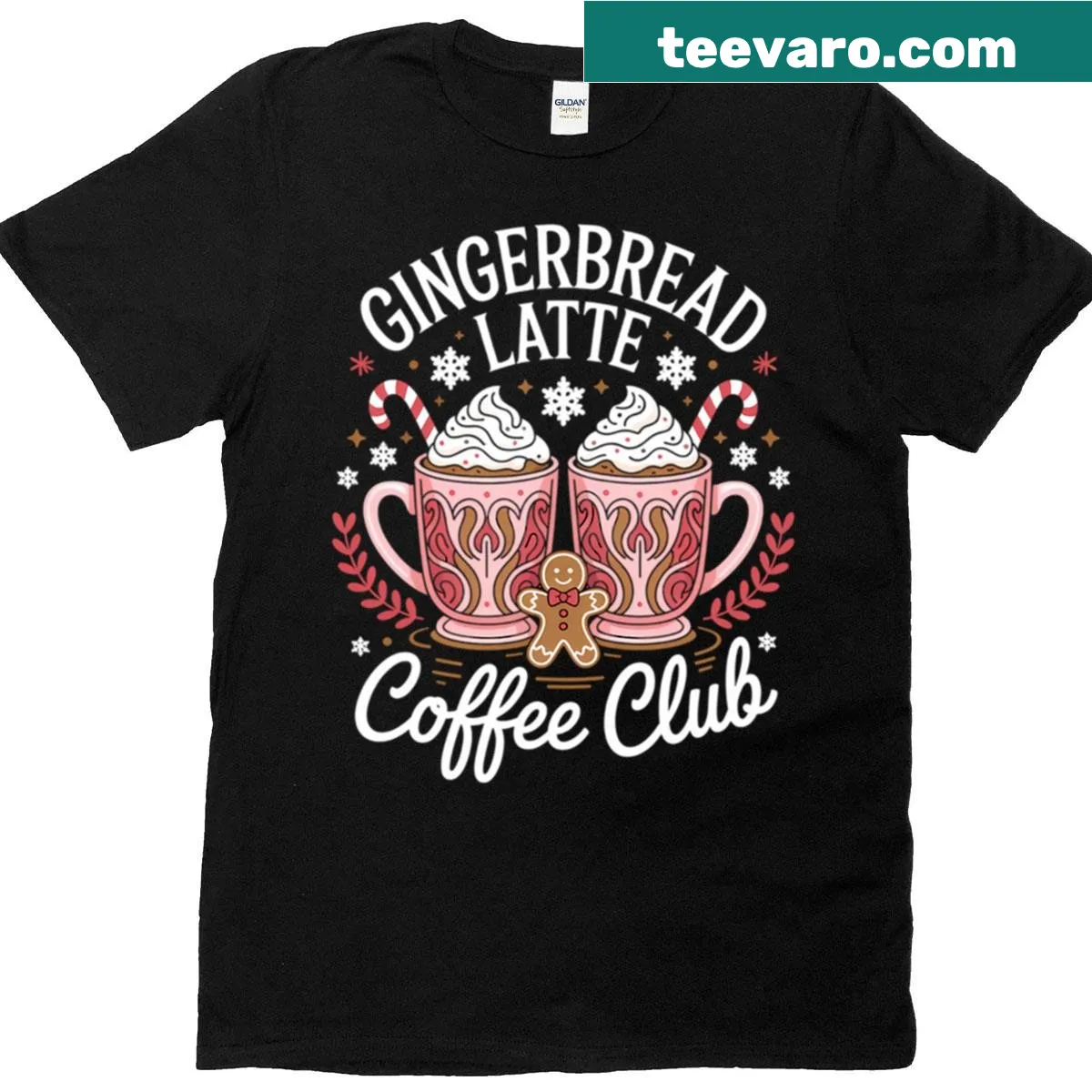 Funny gingerbread martini graphic on a holiday t-shirt — on a men's t-shirt