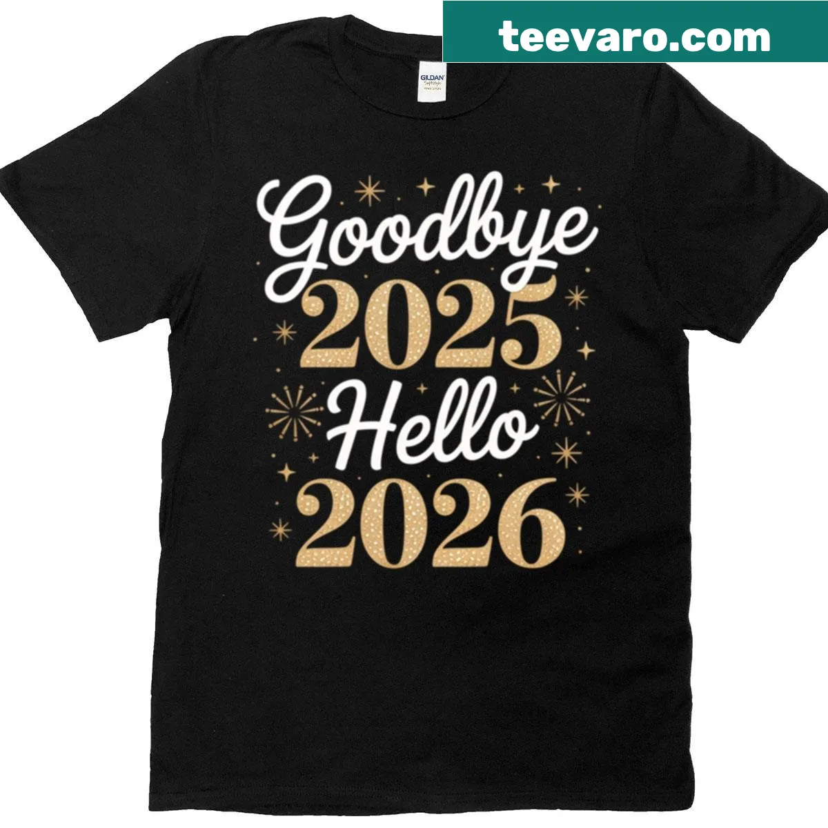 New Year t-shirt with 'Goodbye 2025, Hello 2026' text. — on a men's t-shirt
