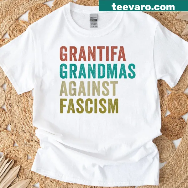 Activist t-shirt for grandmas with humorous 'Against Fascism' graphic