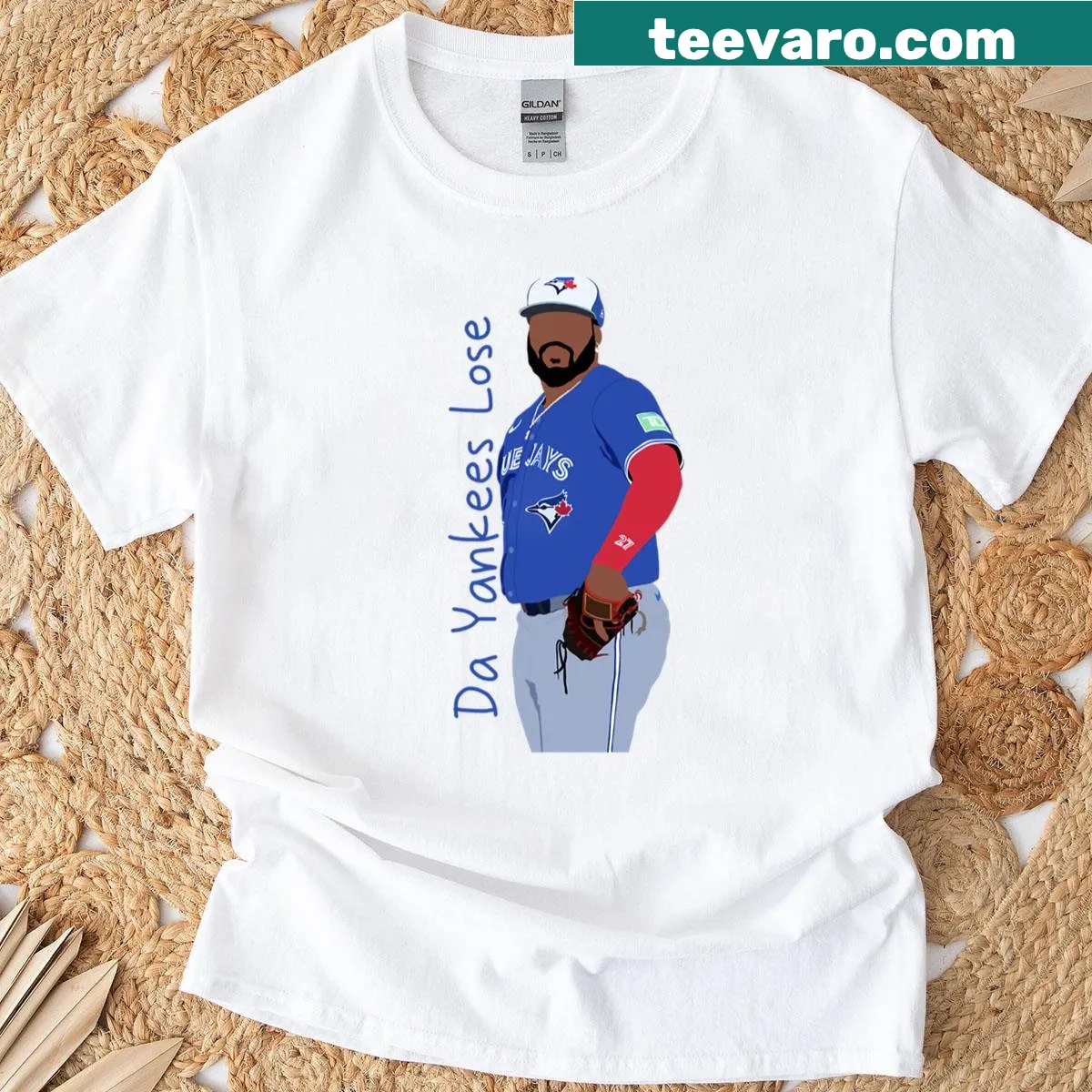 T-shirt featuring a tribute to Guerrero Jr — on a men's t-shirt