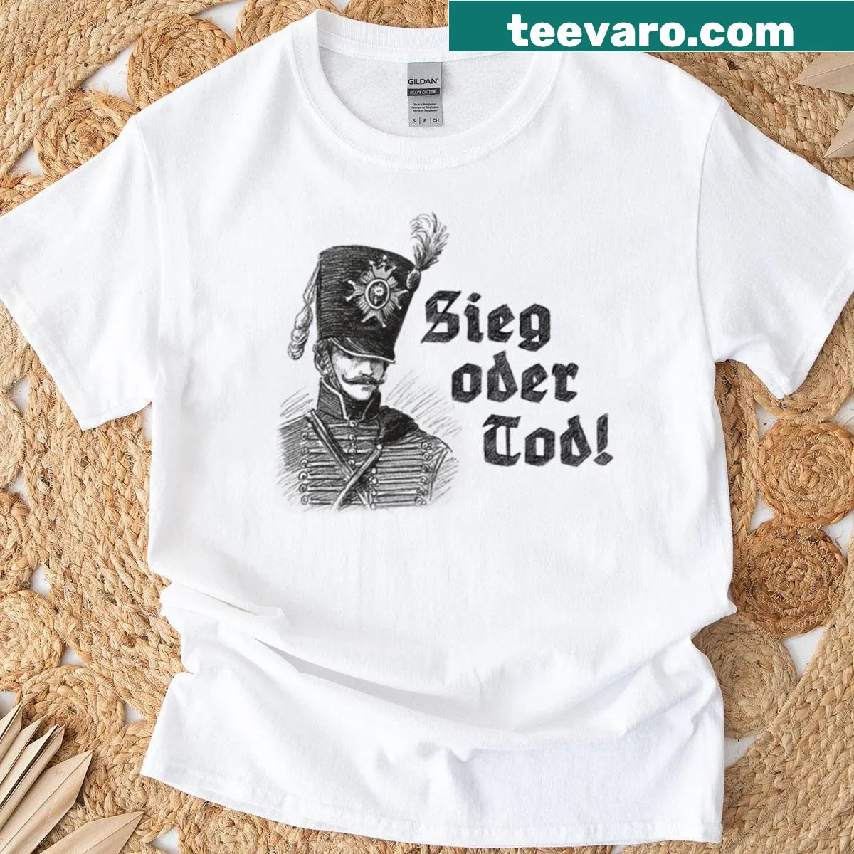Vintage Habsburg Hussars illustration on a distressed T-shirt — on a men's t-shirt