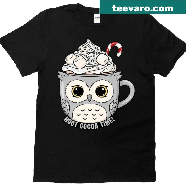 Cute kawaii owl with holiday elements on a Christmas T-shirt