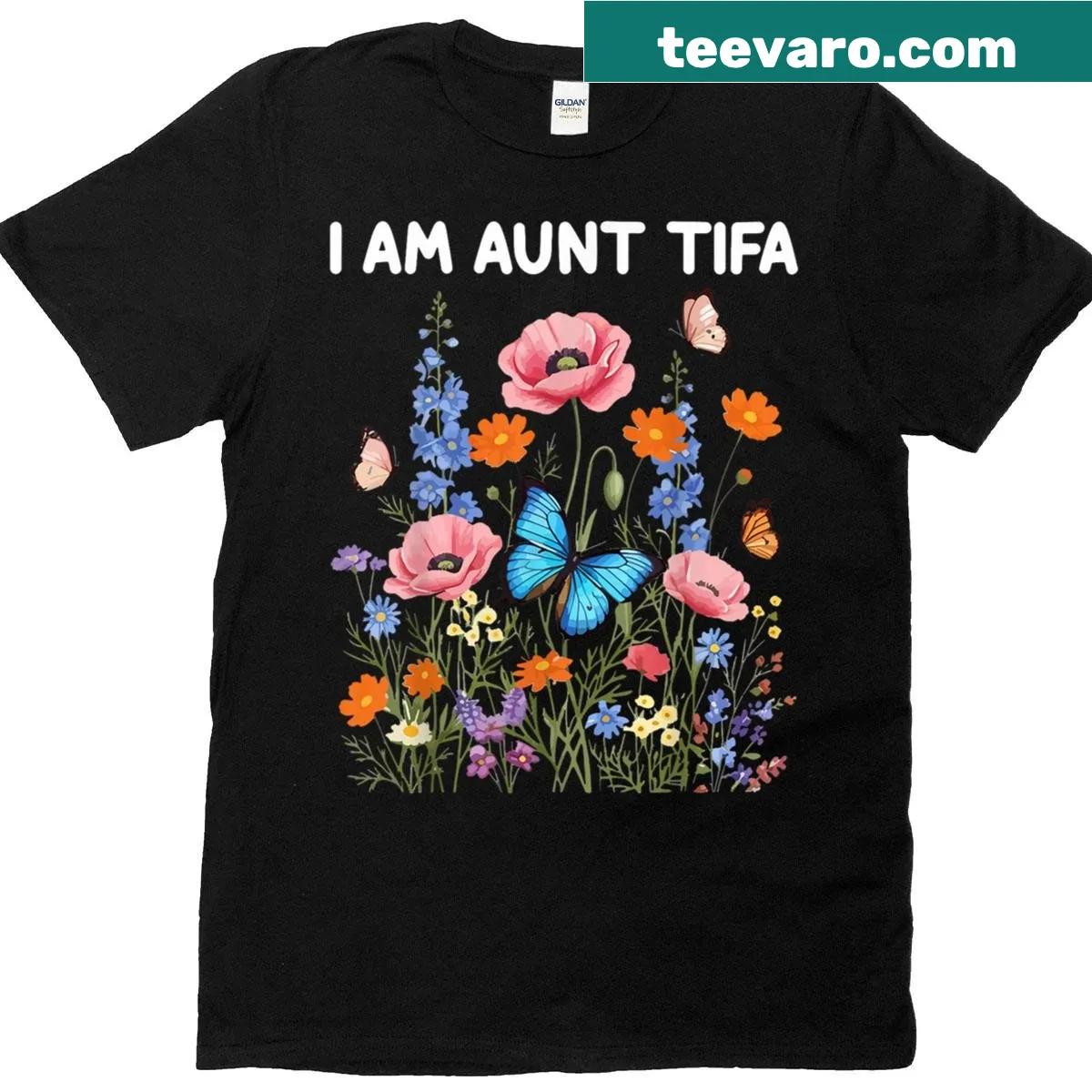 Aunt Tifa funny t-shirt with playful typography — on a men's t-shirt