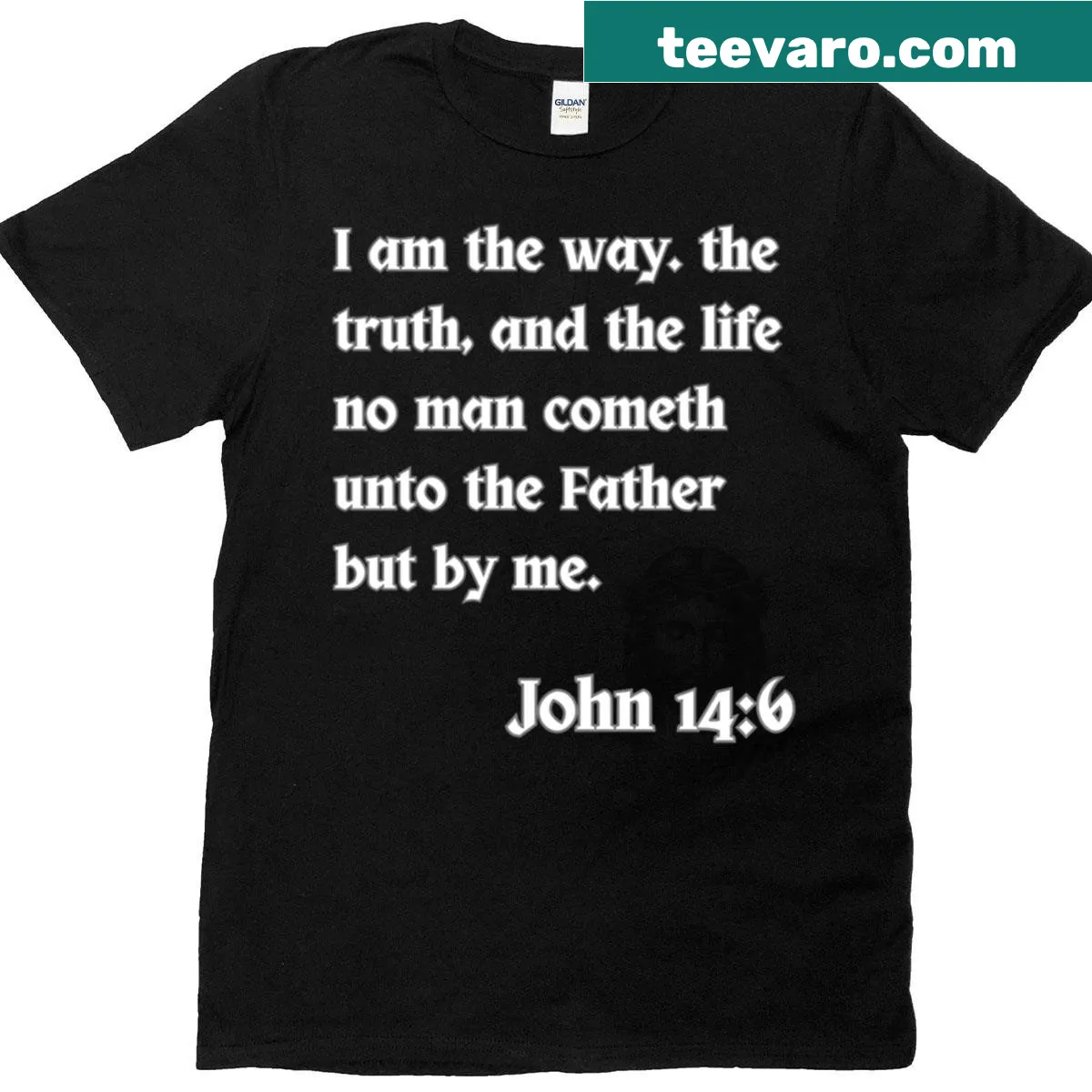 T-shirt featuring the inspirational phrase from the Bible — on a men's t-shirt