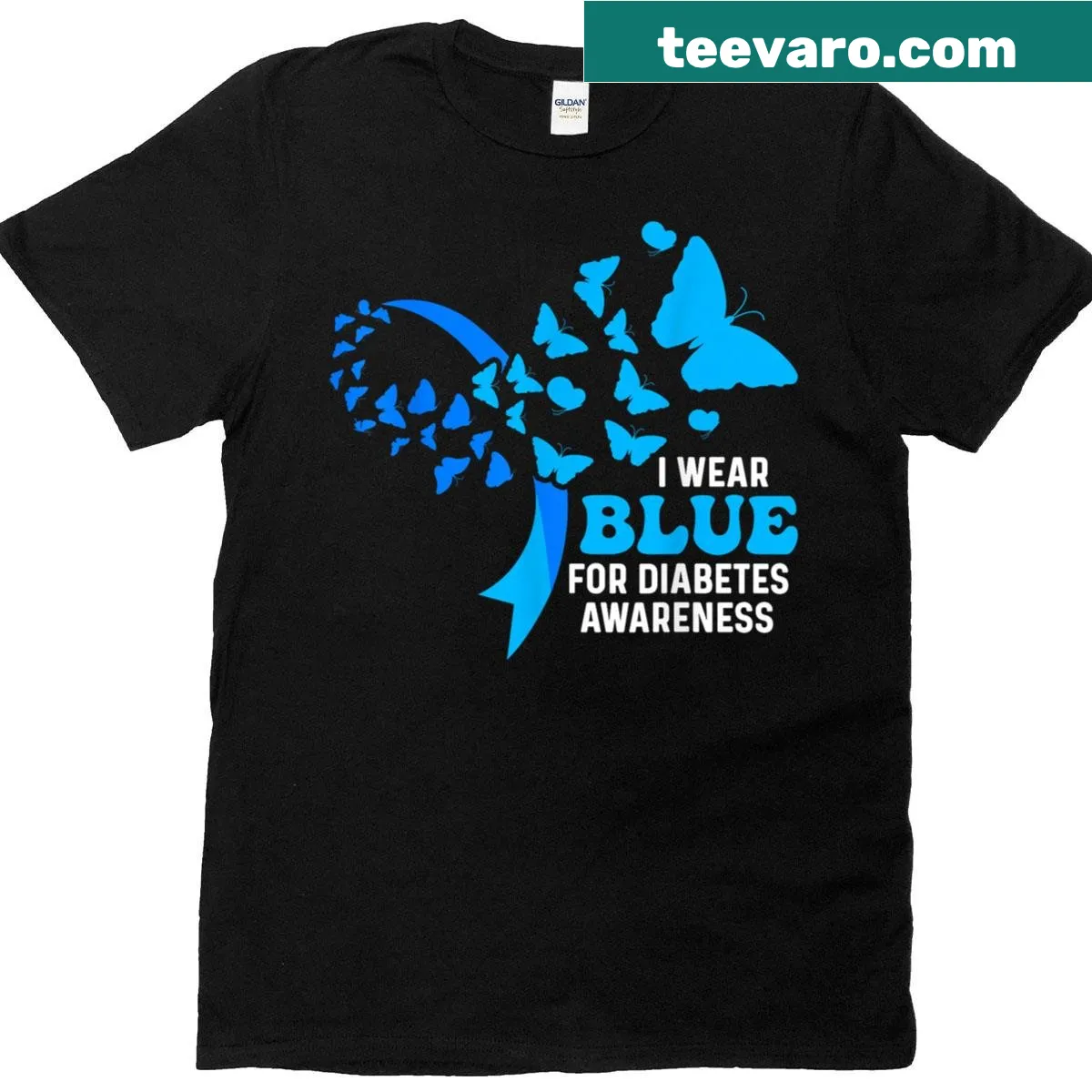 Diabetes awareness shirt with blue theme and clear message — on a men's t-shirt