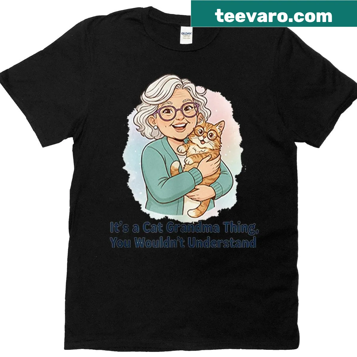 Heartwarming T-shirt for grandmas with a cat theme — on a men's t-shirt