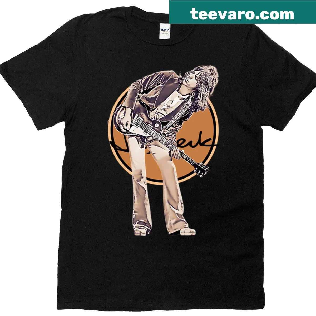 Vintage Jeff Beck guitarist legend t-shirt featuring retro graphic — on a men's t-shirt