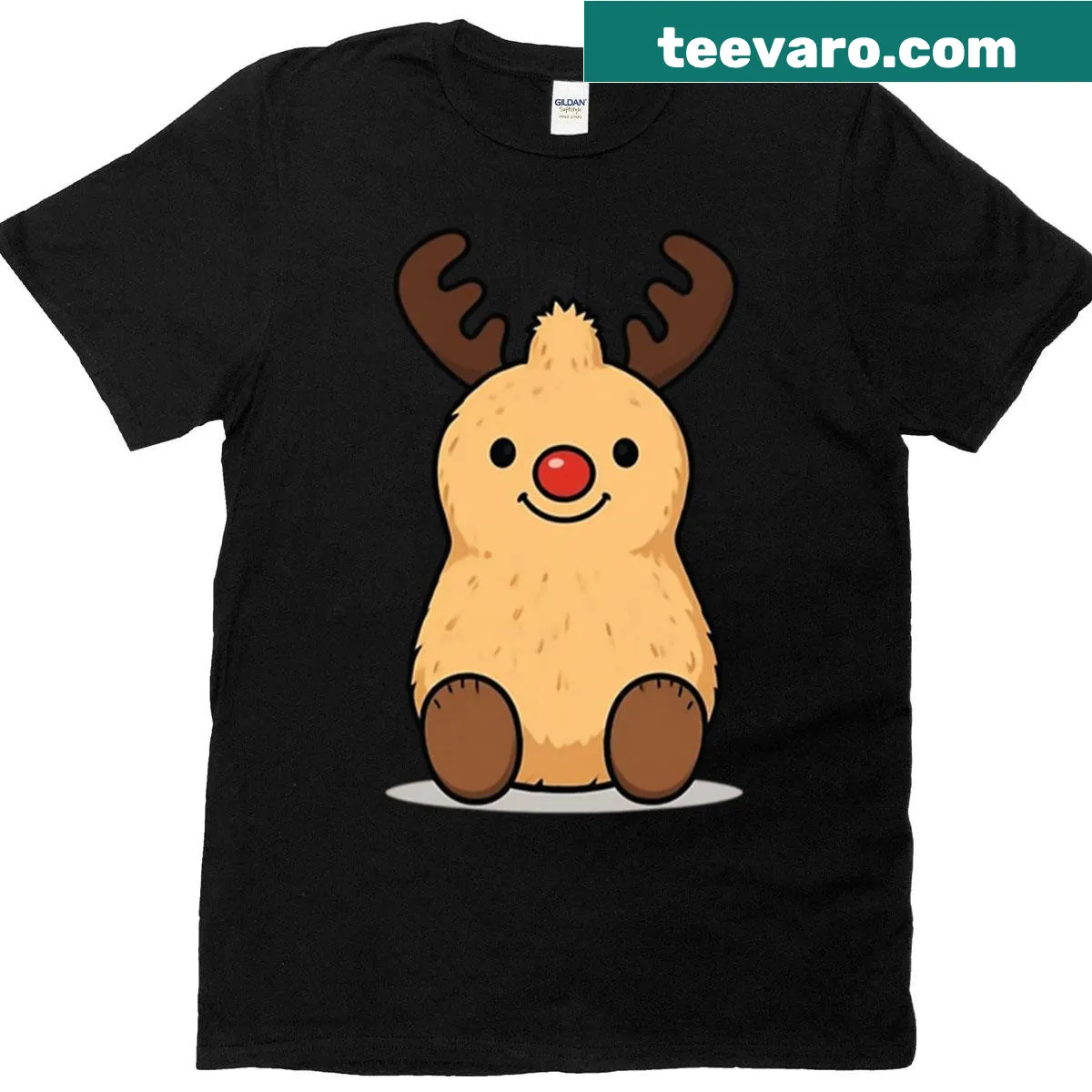 Illustration of a Peanut Reindeer from Jellycat on a t-shirt — on a men's t-shirt