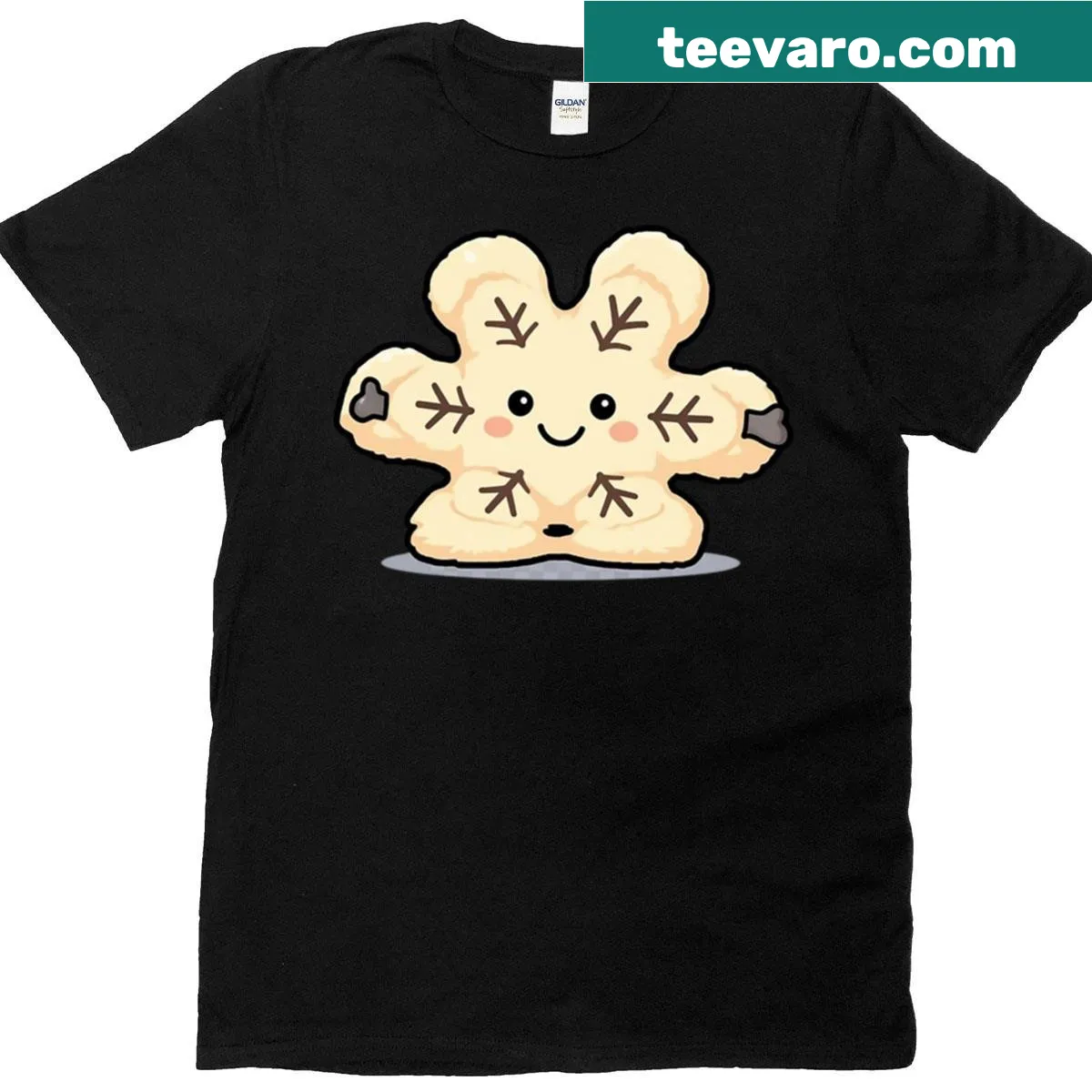 Cute snowflake character graphic T-shirt for kids — on a men's t-shirt