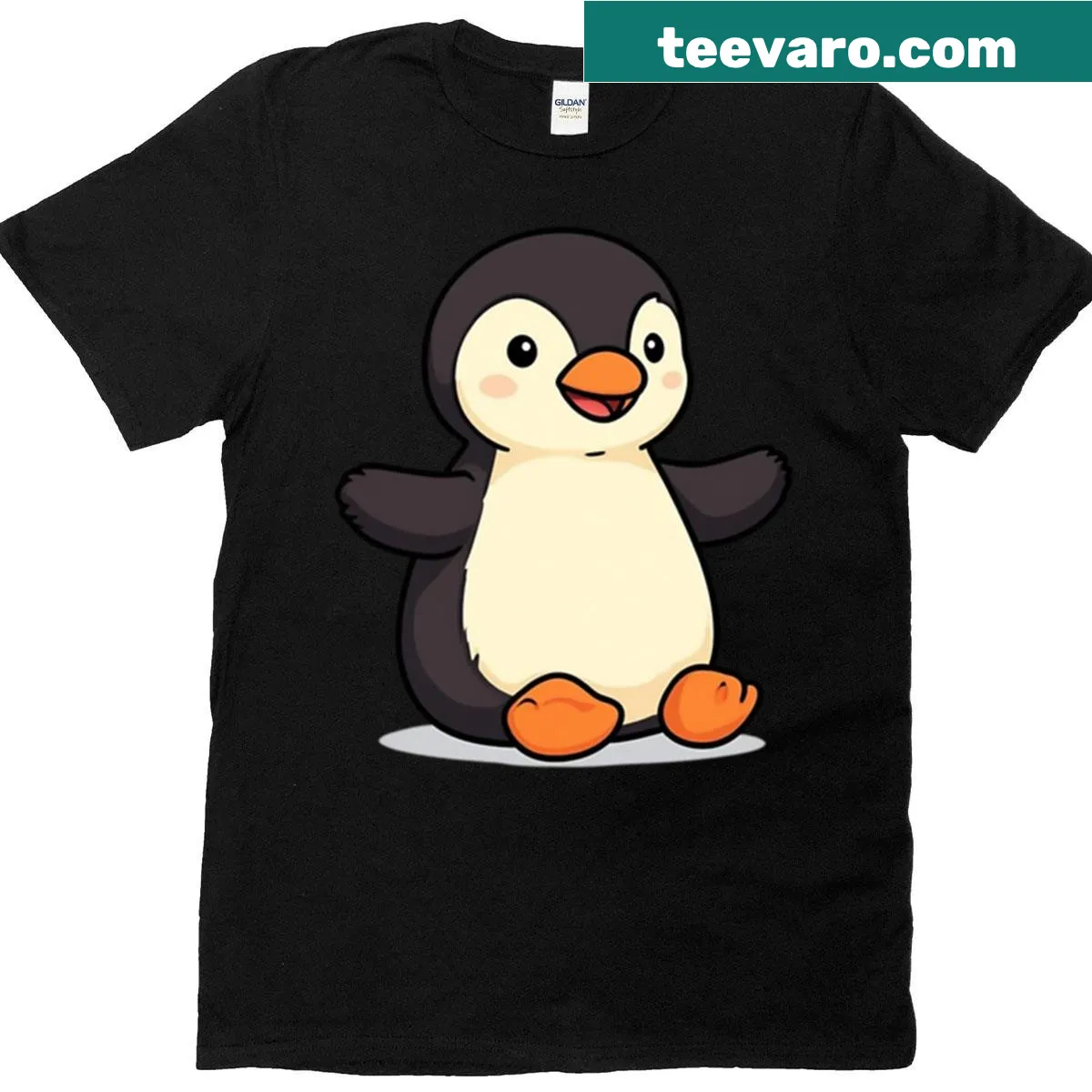 Cute cartoon t-shirt featuring Jellycat Peanut Penguin — on a men's t-shirt