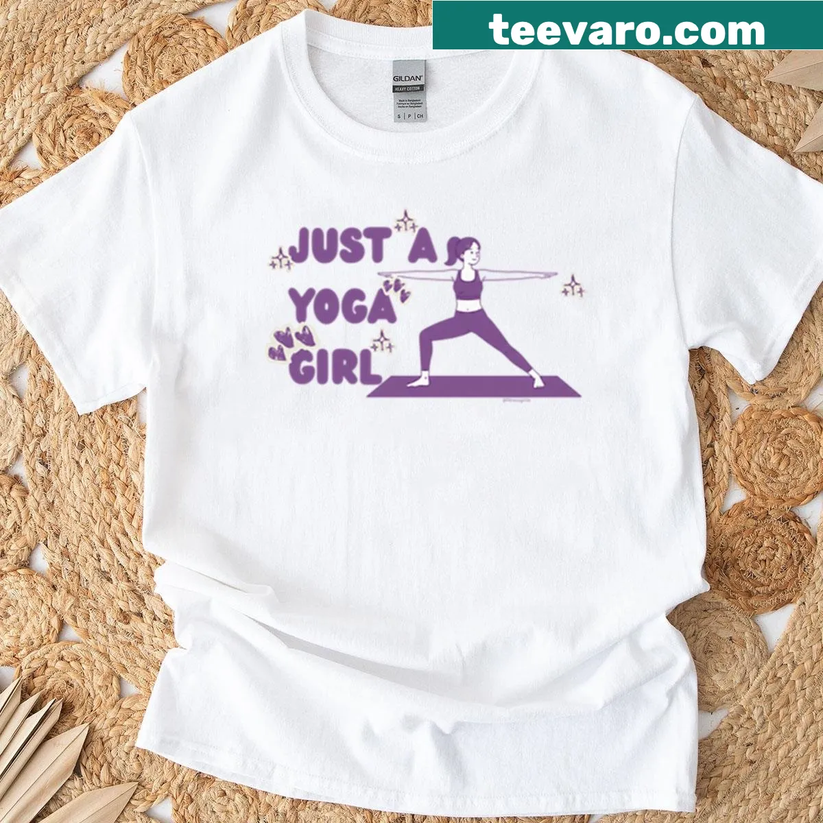 Illustration of a girl in Warrior Pose on a yoga t-shirt — on a men's t-shirt