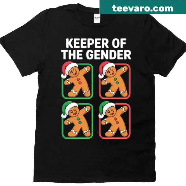 Cute tee with gingerbread graphic for gender reveal Christmas