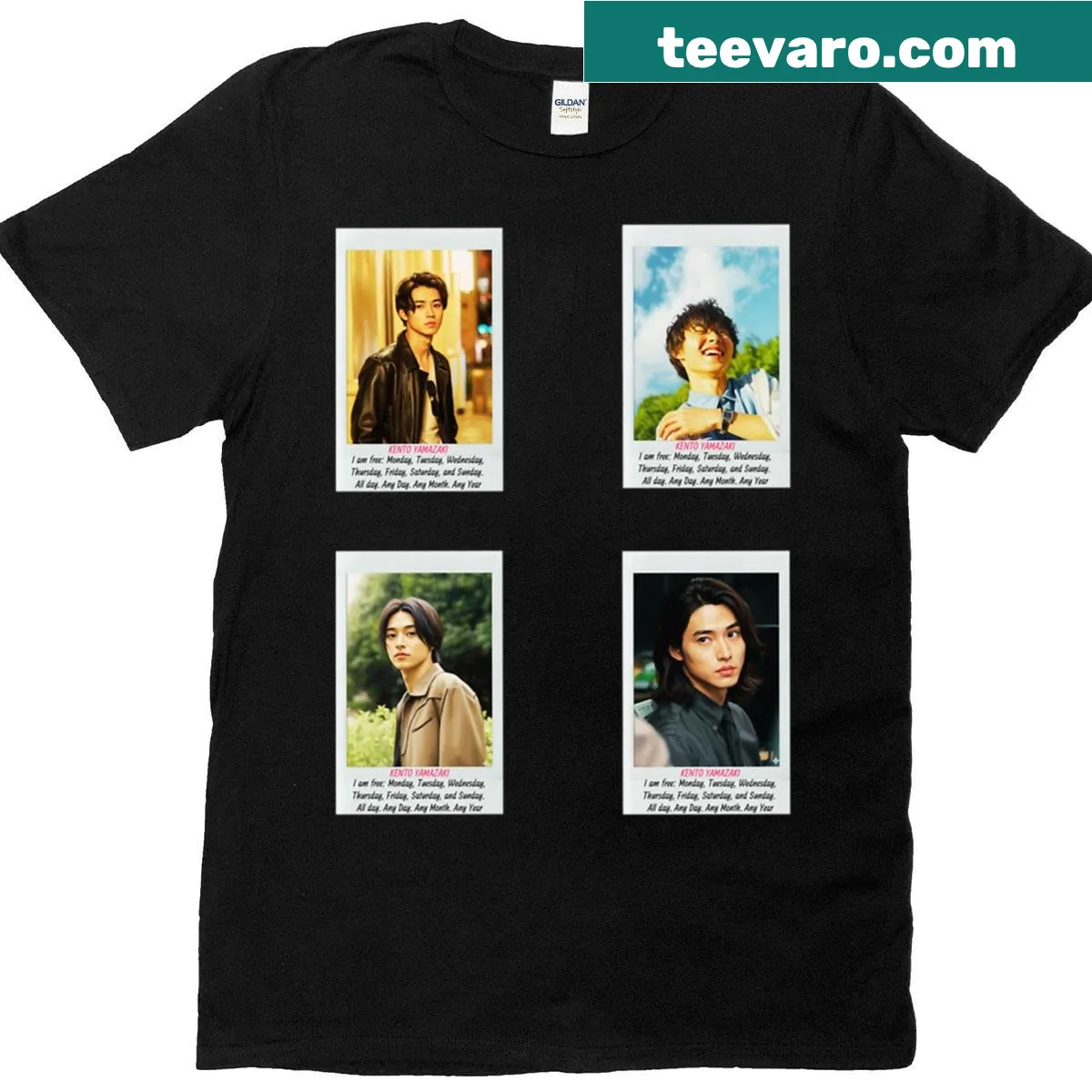 T-shirt featuring a playful sticker set inspired by Kento Yamazaki. — on a men's t-shirt