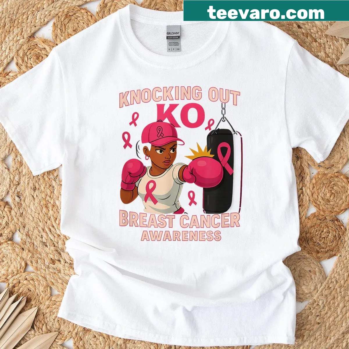 Inspirational graphic supporting breast cancer awareness on a T-shirt — on a men's t-shirt