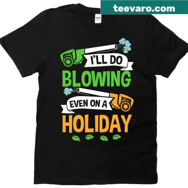 Illustration of a leaf blower in action on a t-shirt