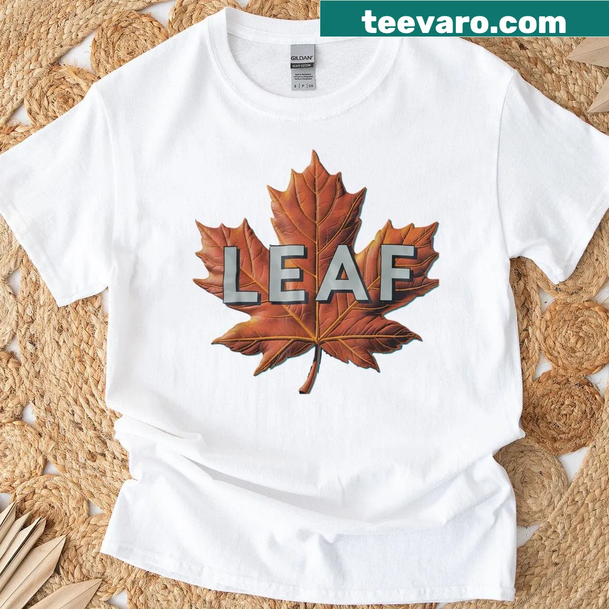 Cartoon leaf men design for Halloween couples costume t-shirts — on a men's t-shirt