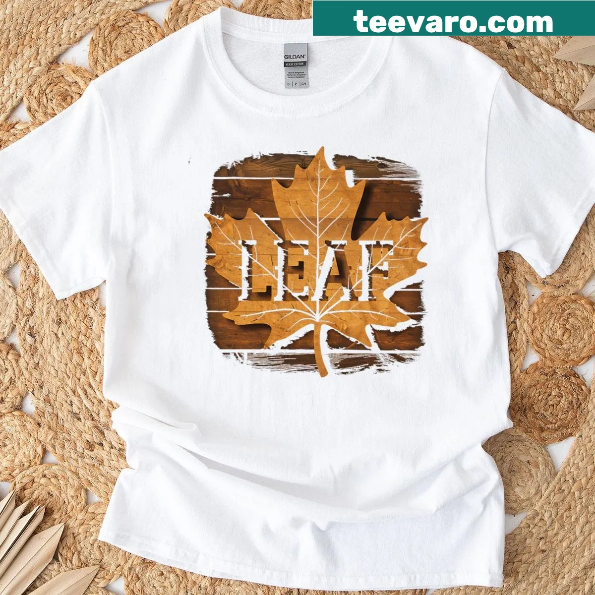 Whimsical leaf men cartoon design on Halloween couples shirt — on a men's t-shirt