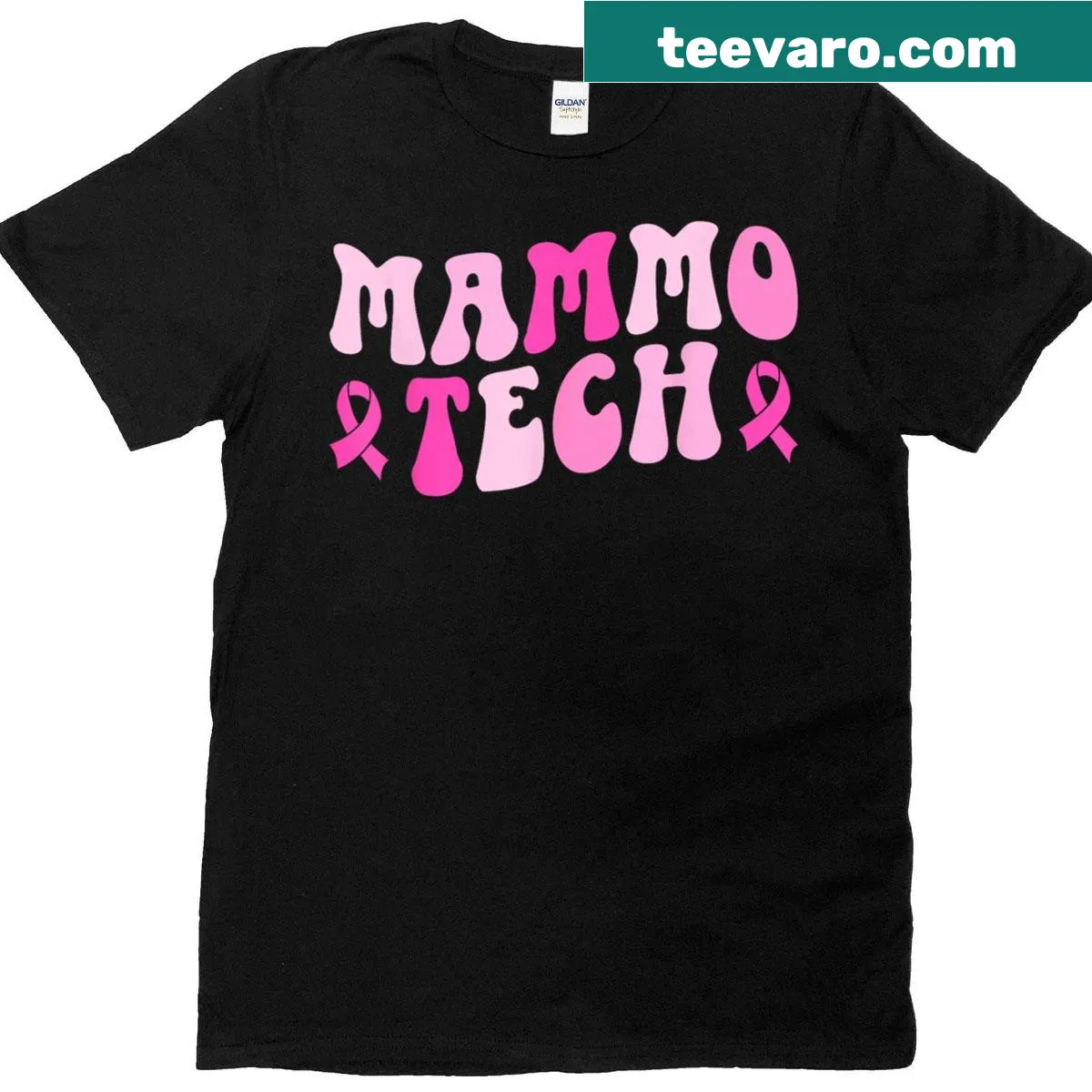 Groovy Mammography Tech t-shirt featuring fun typography design — on a men's t-shirt