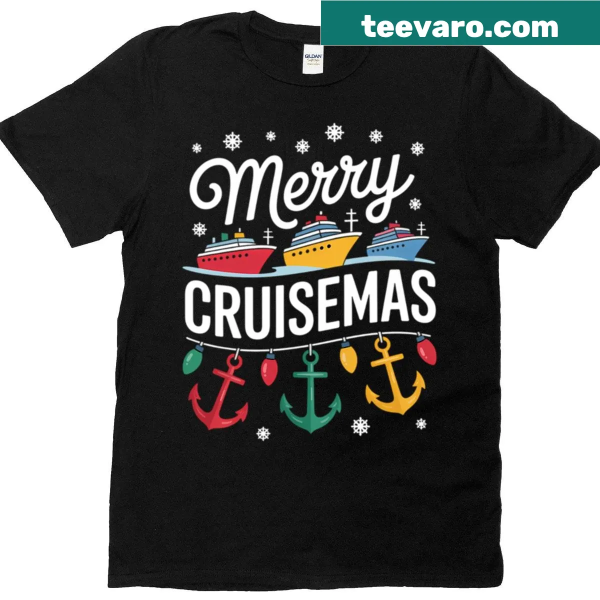 Funny Christmas cruise-themed family t-shirt with playful graphic — on a men's t-shirt
